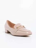Дамски обувки с ток  бежови от екологична кожа лачена Shantay