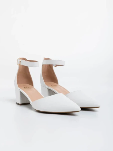 Дамски обувки с ток бели от екологична кожа Armelle