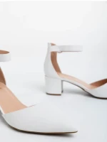 Дамски обувки с ток бели от екологична кожа Armelle