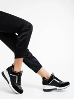 Дамски спортни обувки черни от екологична кожа Tyrina