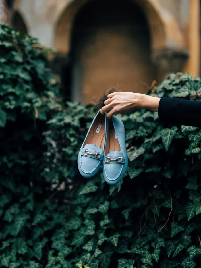 Дамски мокасини сини   от екологична кожа Hallam