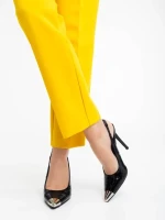 Дамски обувки  с ток черни от екологична кожа лачена Sheyla