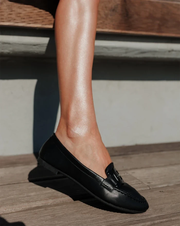 Дамски мокасини черни от екологична кожа Kaylin