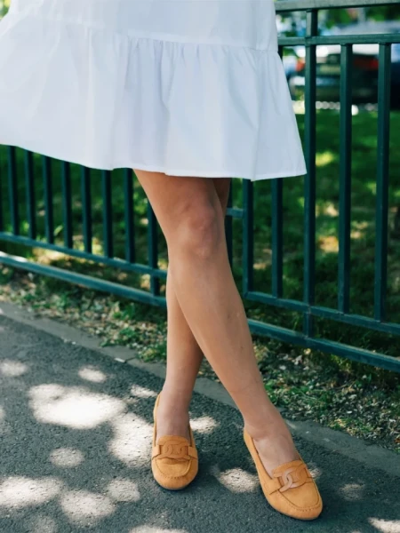 Дамски мокасини  камел от екологична кожа Kaylin