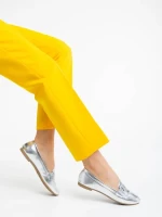 Дамски мокасини сребристи  от екологична кожа Kaylin