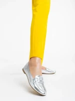 Дамски мокасини сребристи  от екологична кожа Kaylin