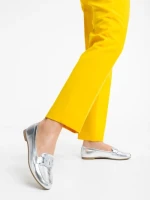 Дамски мокасини сребристи  от екологична кожа Kaylin