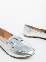 Дамски мокасини сребристи  от екологична кожа Kaylin