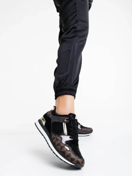 Дамски спортни обувки черни  от  екологична кожа Josalind