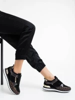 Дамски спортни обувки черни  от  екологична кожа Josalind