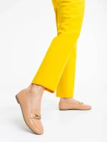 Дамски мокасини  камел от екологична кожа Hallam