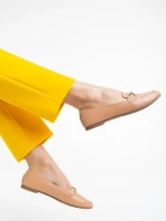 Дамски мокасини  камел от екологична кожа Hallam