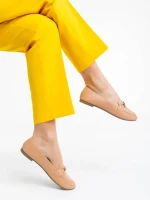 Дамски мокасини  камел от екологична кожа Hallam