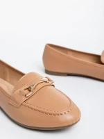 Дамски мокасини  камел от екологична кожа Hallam