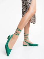 Дамскибалерини  зелени от текстилен материал Nadetta