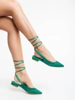Дамскибалерини  зелени от текстилен материал Nadetta