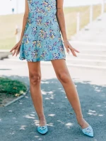 Дамски обувки сини от текстилен материал Jenita