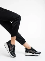 Дамски спортни обувки черни  от екологична кожа Maylin