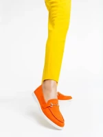 Дамски мокасини оранжеви от текстилен материал Nineve