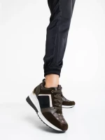 Дамски спортни обувки зелени от екологична кожаTyrina