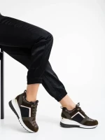 Дамски спортни обувки зелени от екологична кожаTyrina