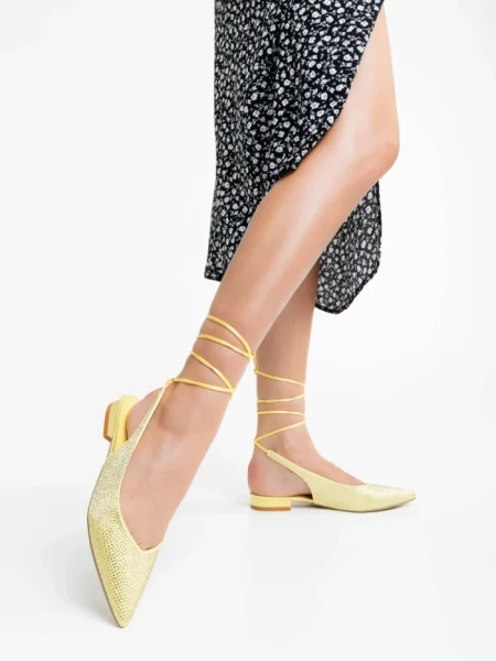 Дамскибалерини жълти от текстилен материал Nadetta