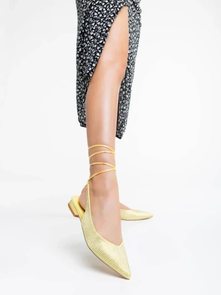 Дамскибалерини жълти от текстилен материал Nadetta