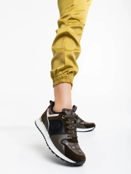 Дамски спортни обувки зелени от екологична кожа Lorilynn