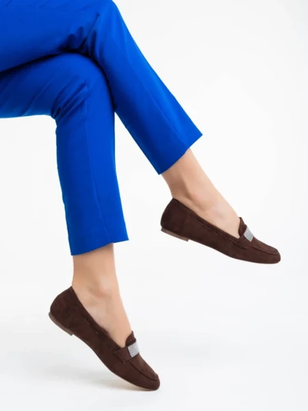 Дамски мокасини кафяви от текстилен материал  Ibbie