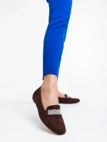 Дамски мокасини кафяви от текстилен материал  Ibbie