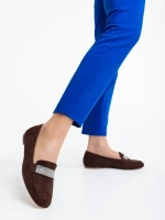 Дамски мокасини кафяви от текстилен материал  Ibbie