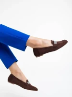 Дамски мокасини кафяви от текстилен материал  Ibbie