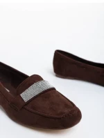 Дамски мокасини кафяви от текстилен материал  Ibbie