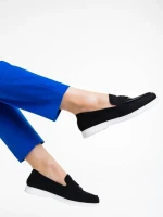 Дамски мокасини черни  от текстилен материал Amberly