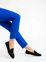 Дамски мокасини черни  от текстилен материал Amberly