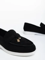 Дамски мокасини черни  от текстилен материал Amberly