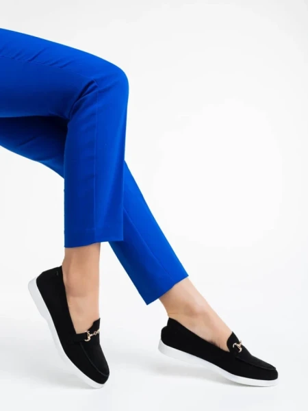 Дамски мокасини  черни  от текстилен материал  Nineve