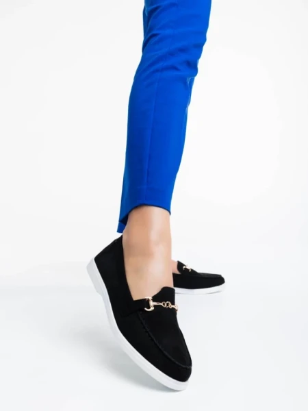 Дамски мокасини  черни  от текстилен материал  Nineve