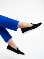 Дамски мокасини  черни  от текстилен материал  Nineve