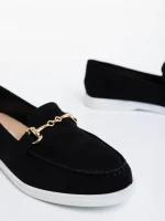 Дамски мокасини  черни  от текстилен материал  Nineve