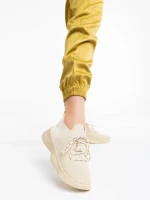 Дамски спортни обувки бежови  от текстилен материал Ramila