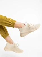 Дамски спортни обувки бежови  от текстилен материал Ramila