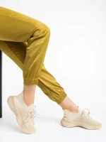 Дамски спортни обувки бежови  от текстилен материал Ramila