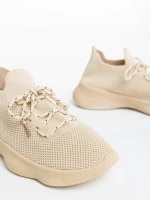 Дамски спортни обувки бежови  от текстилен материал Ramila