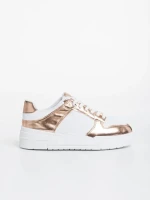 Дамски спортни обувки бели  с шампанско от екологична кожа Rumeysa