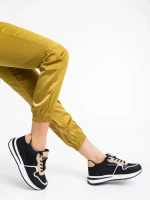 Дамски спортни обувки черни от екологична кожа и текстил Raelin