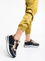 Дамски спортни обувки черни от екологична кожа и текстил Raelin