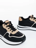 Дамски спортни обувки черни от екологична кожа и текстил Raelin