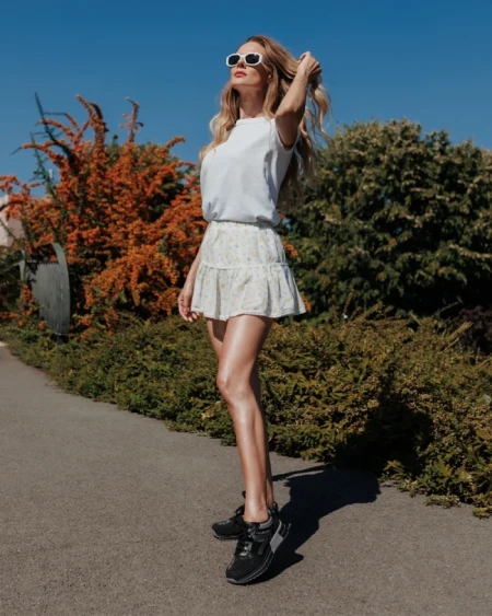 Дамски спортни обувки черни  от плат и екологична кожа Ravenna