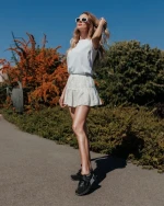 Дамски спортни обувки черни  от плат и екологична кожа Ravenna